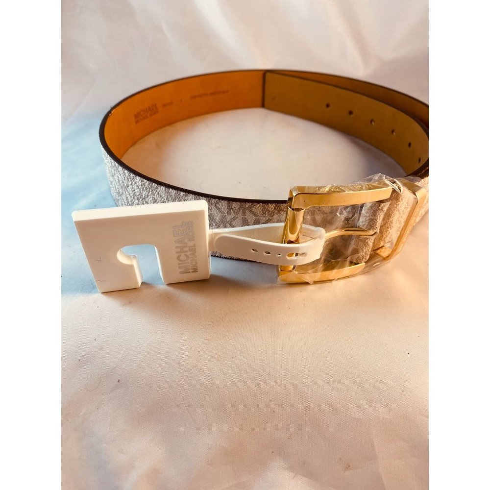 NWOT MICHAEL KORS Women’s MK Signature Belt White Vanilla sz L